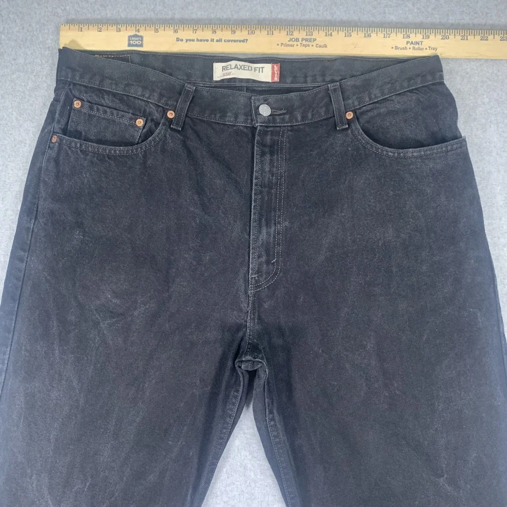 Vintage Levis 550 Relaxed Fit Jeans Mens 40x29 Black Tapered Leg Denim Whiskered